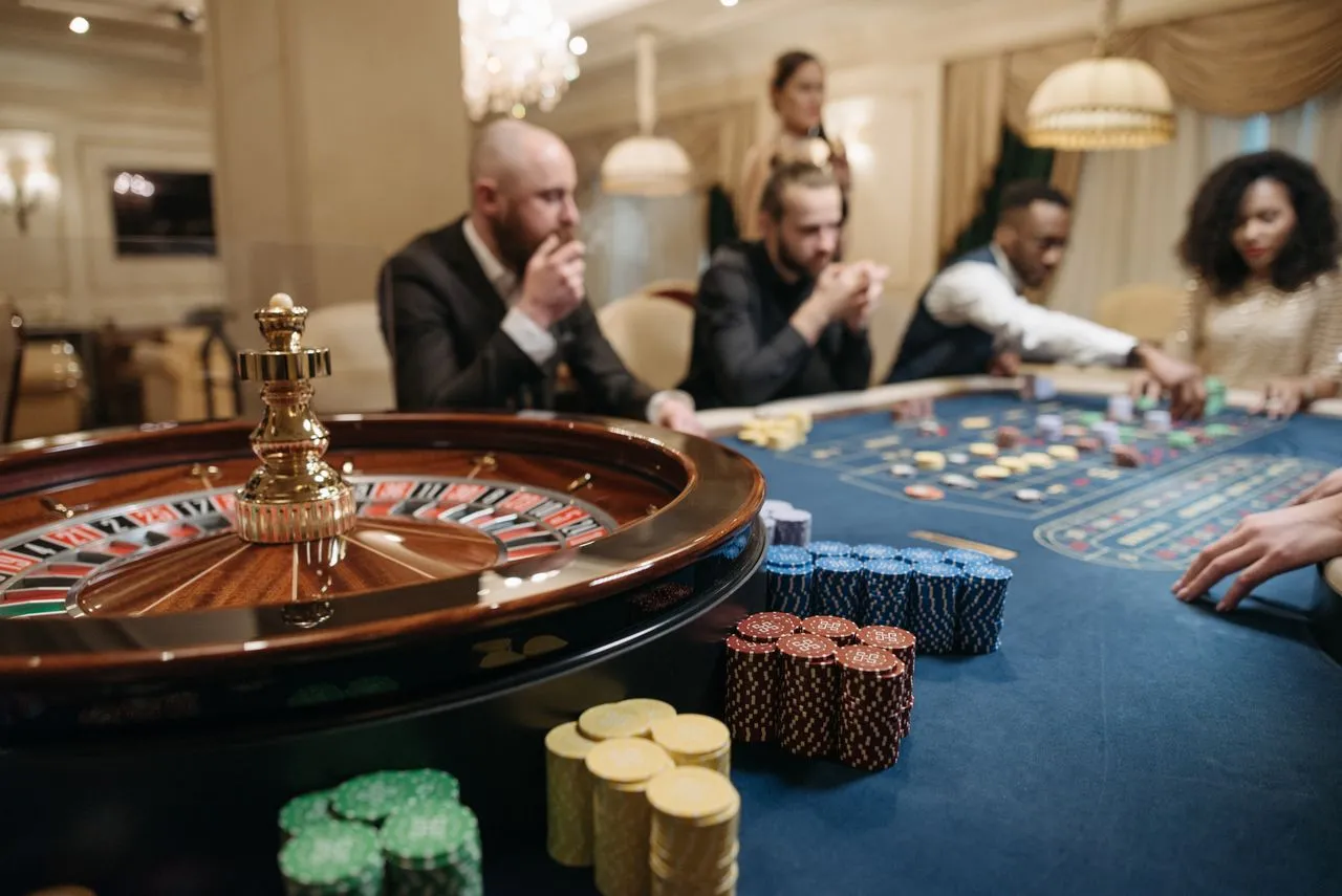 Poker and table-game setup with chips for an event