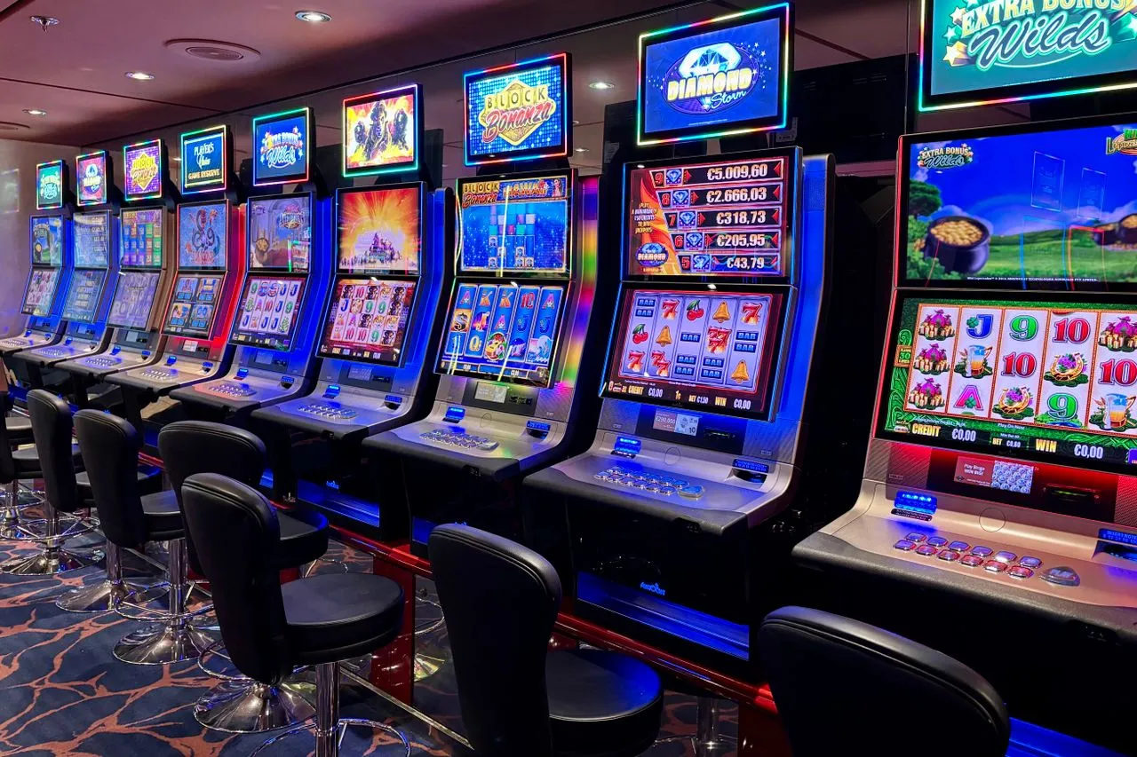 Row of entertainment gaming machines available for event rental