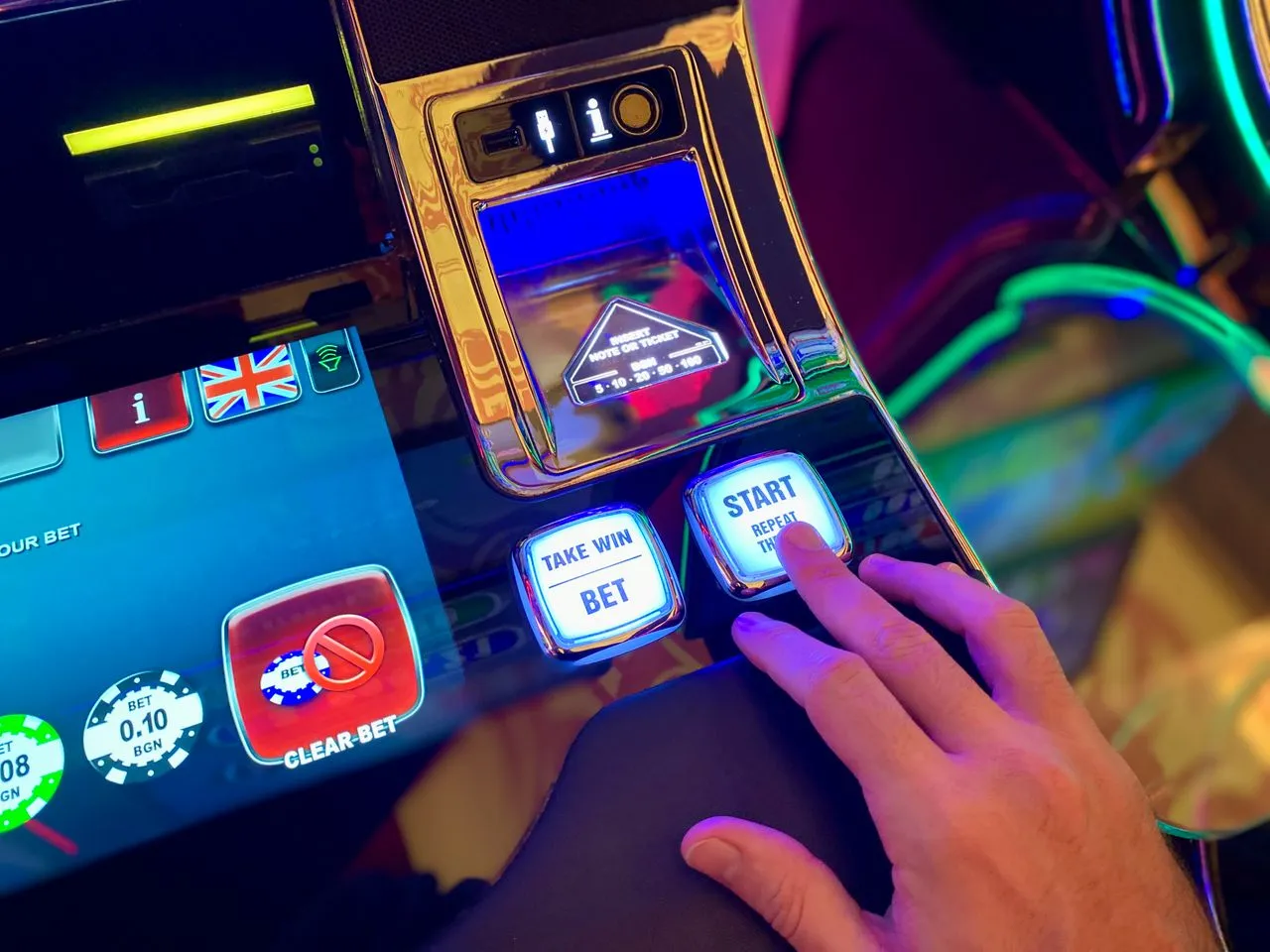 Close-up of a non-wagering gaming machine style event unit
