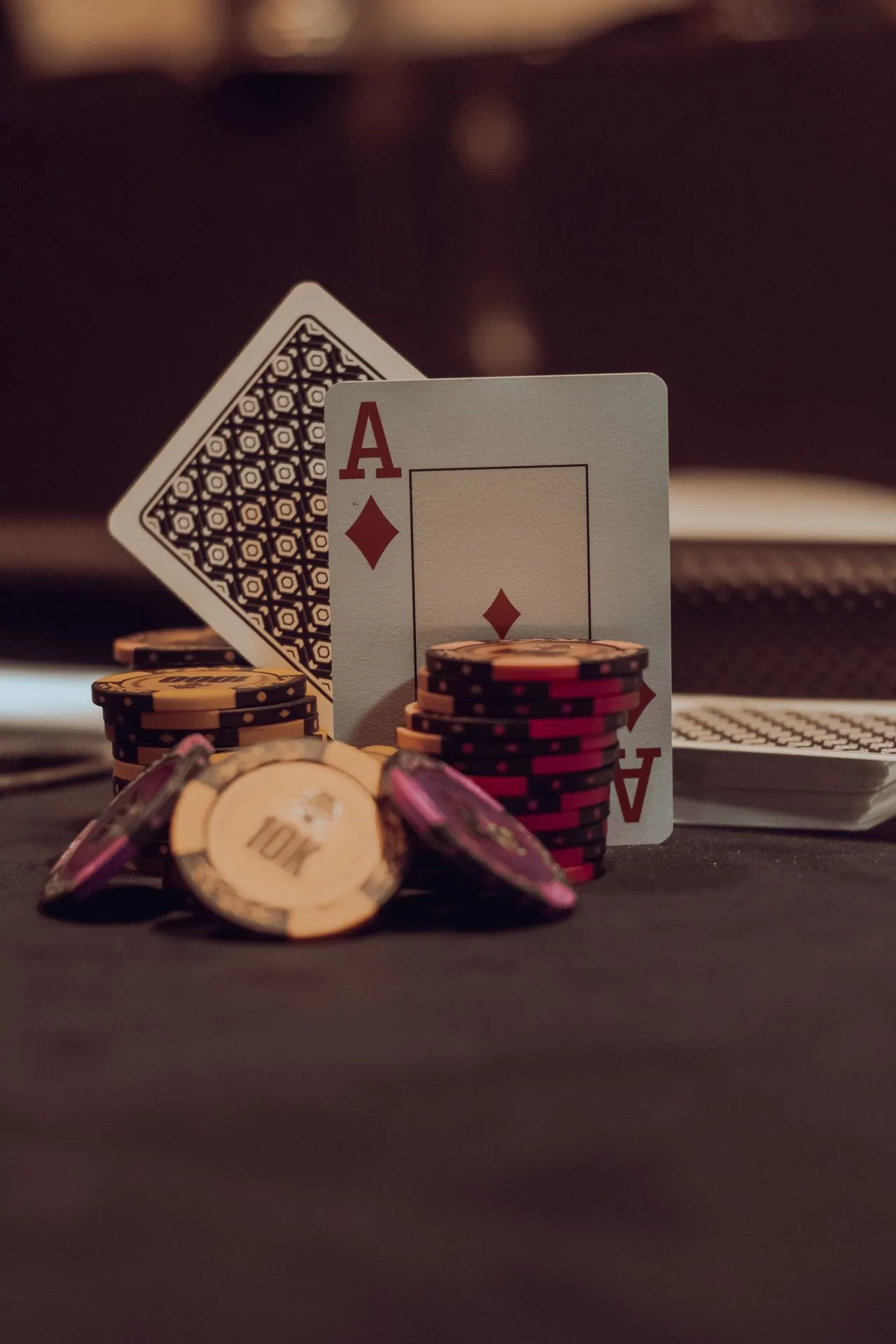 Playing cards and poker chips for table hire packages